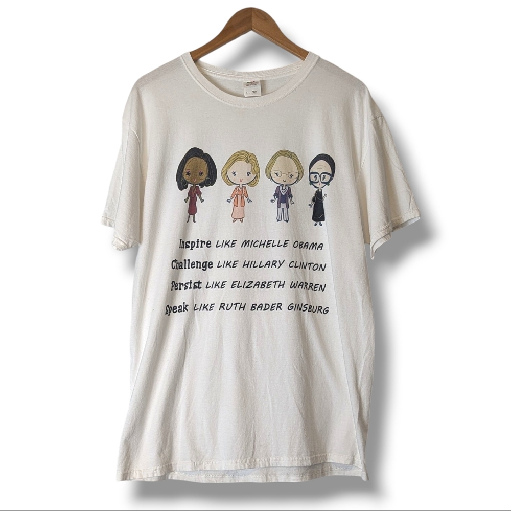 Michelle Obama Hillary RBG Elizabeth Warren   Bobble Head Feminist Tshirt: Large